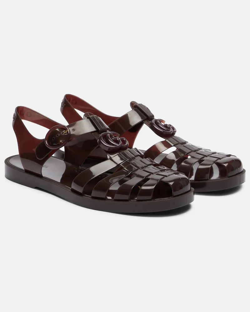 Gucci Sandali Glossy Double G Marrone