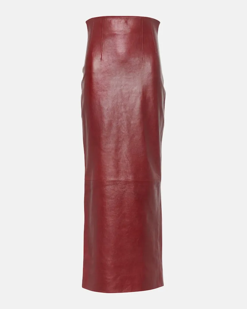 KHAITE Gonna lunga Loxley in pelle Rosso