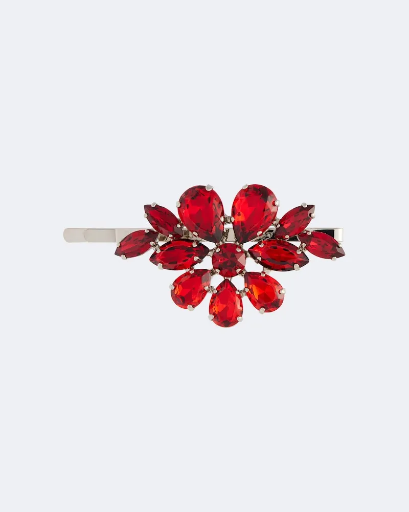 Simone Rocha Fermaglio per capelli con cristalli Rosso