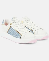 Balmain Sneakers B-Court in pelle e denim Bianco