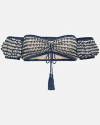 Anna Kosturova Top Sunset Leah in crochet di cotone Blu