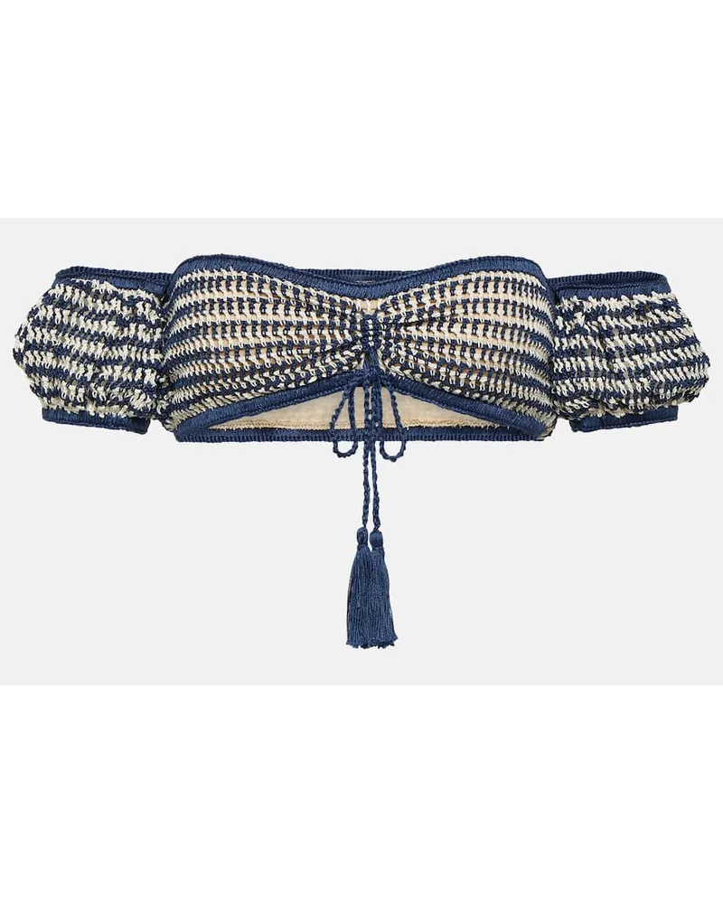 Anna Kosturova Top Sunset Leah in crochet di cotone Blu