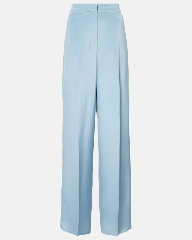 Max Mara Pantaloni a gamba larga Origano in seta Blu