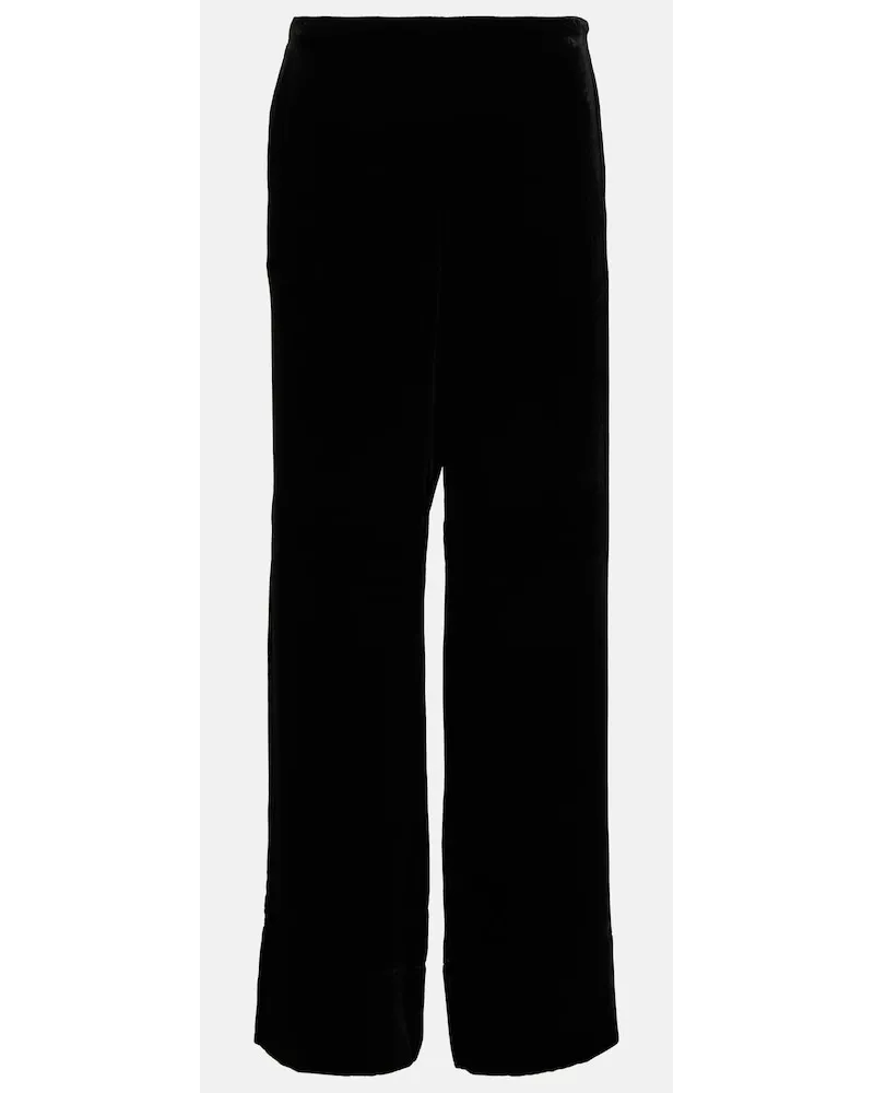 Totême Pantaloni a gamba larga in velluto Nero