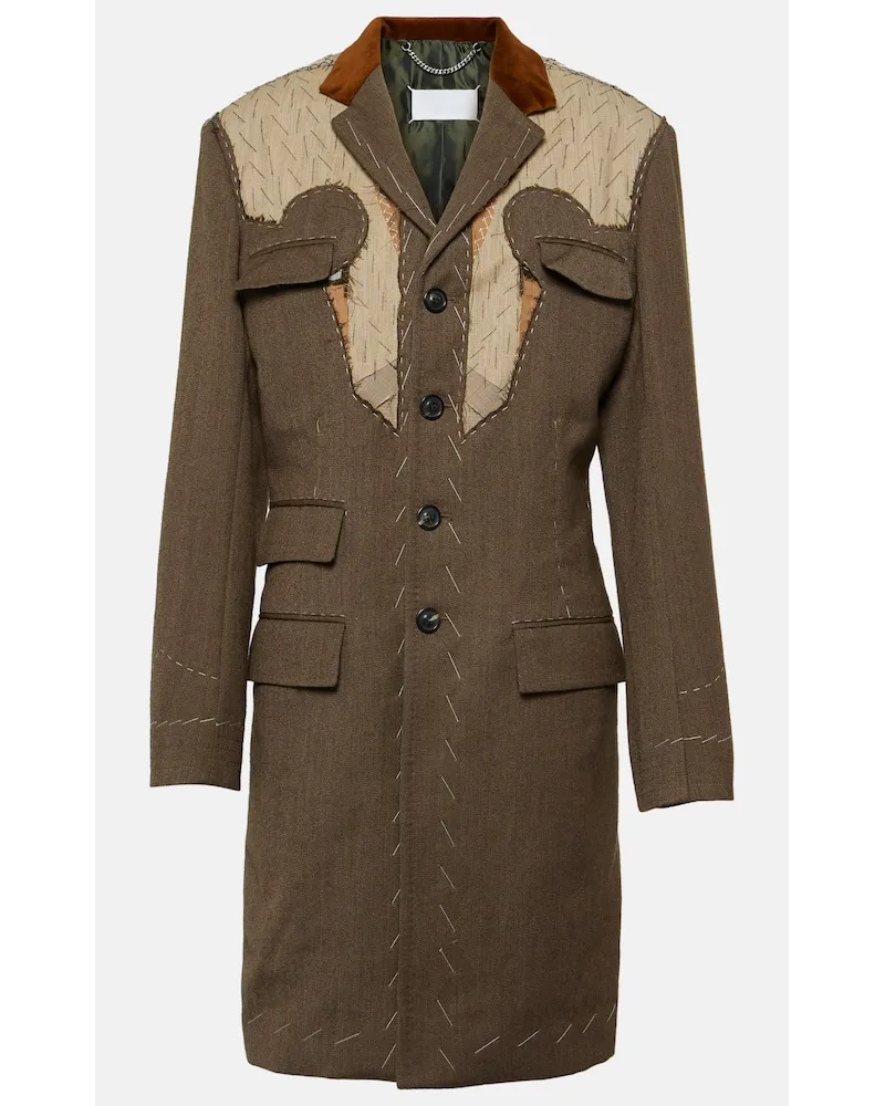Maison Margiela Cappotto monopetto in lana Verde
