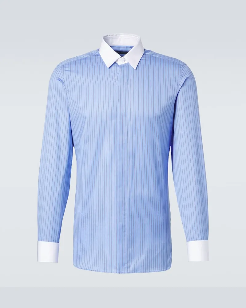 Tom Ford Camicia in raso di cotone a righe Blu