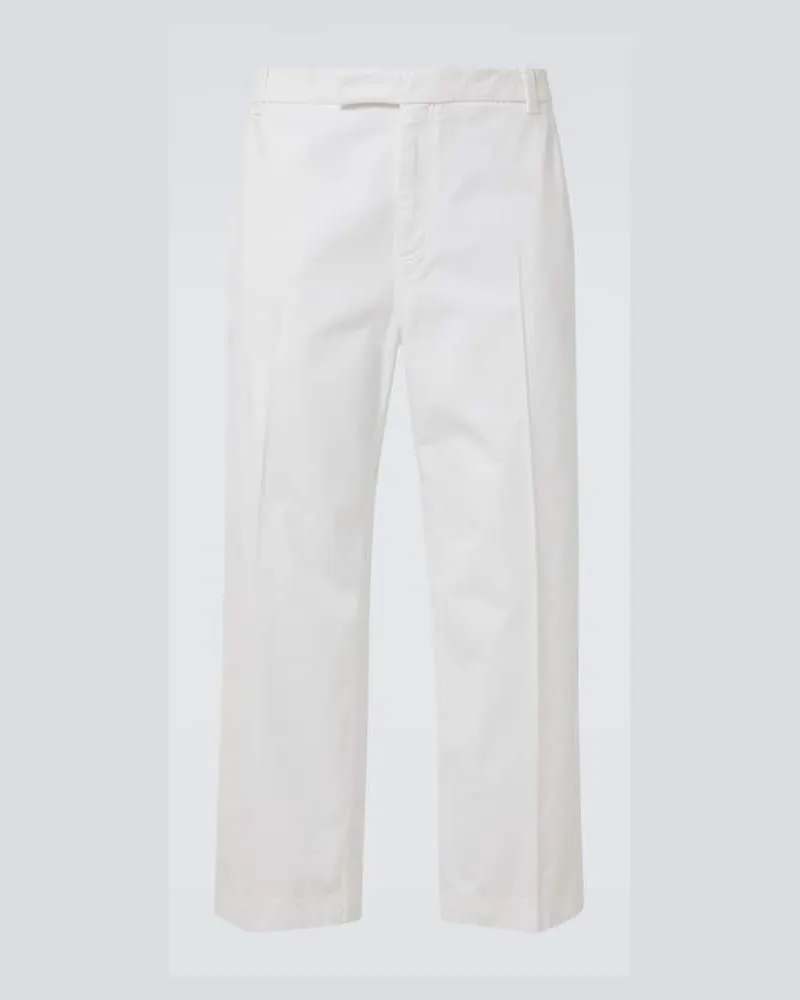 Thom Browne Pantaloni cropped in twill di cotone Bianco
