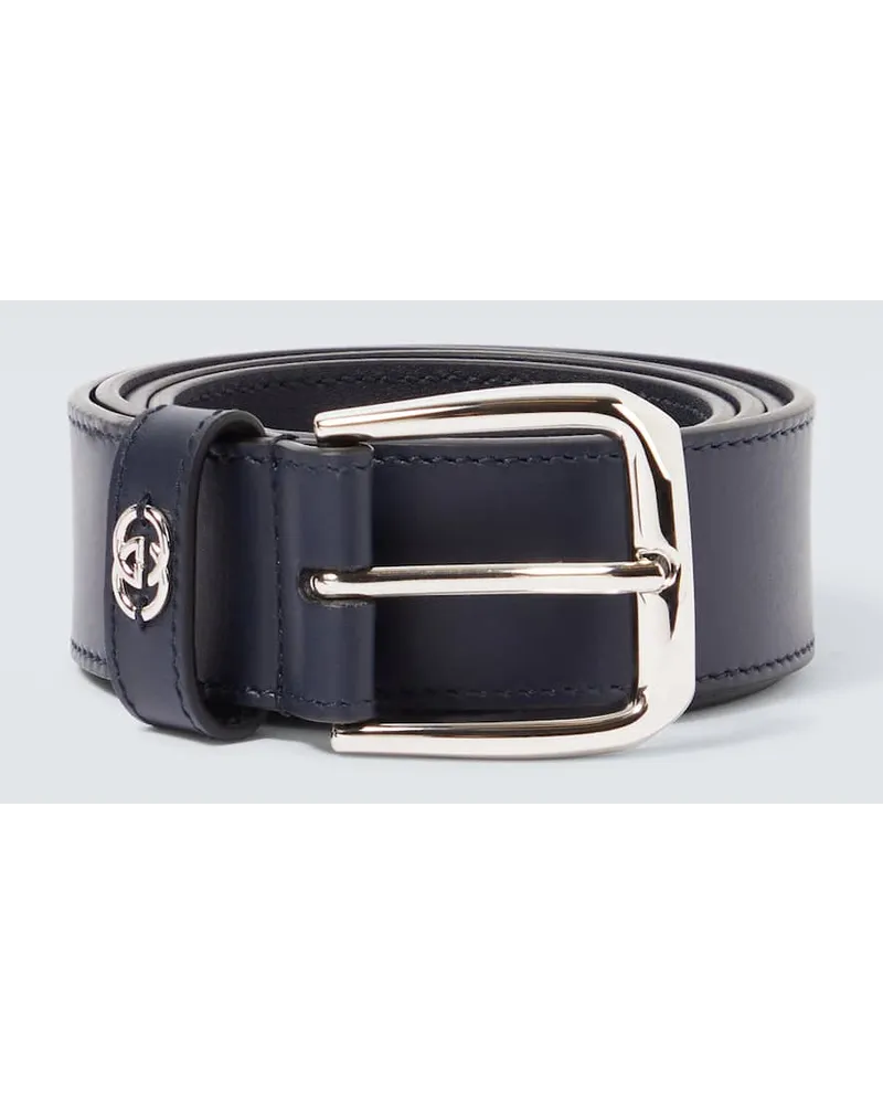 Gucci Cintura Interlocking G in pelle Blu