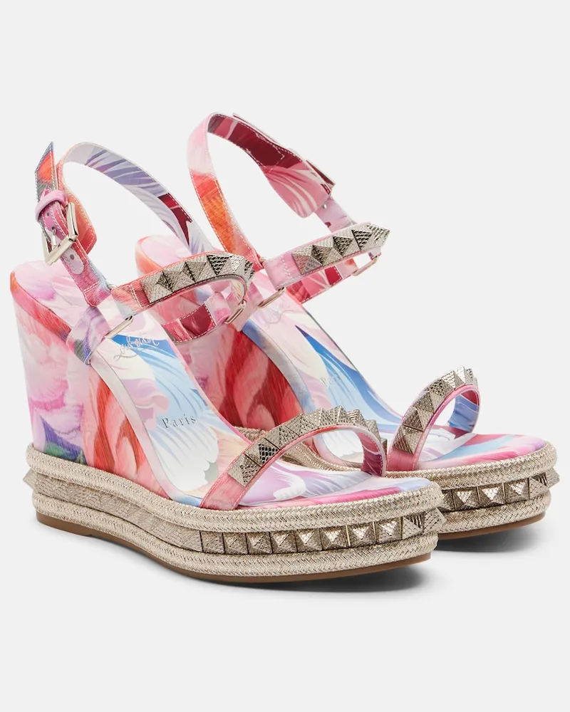 Christian Louboutin Zeppe Pyra Clou in canvas con borchie Rosa