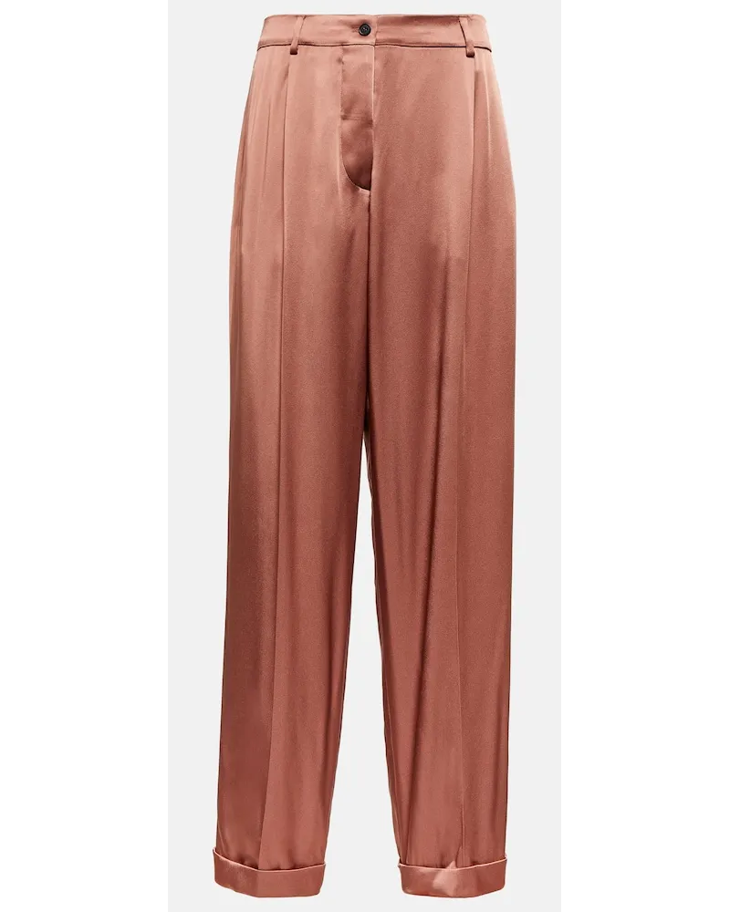 Tom Ford Pantaloni in raso a vita alta Neutro