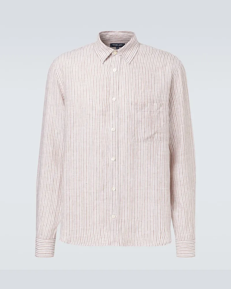 Frescobol Carioca Camicia Telles in lino a righe Beige