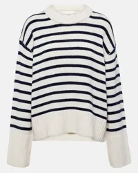 Lisa Yang Pullover Sony in cashmere a righe Bianco