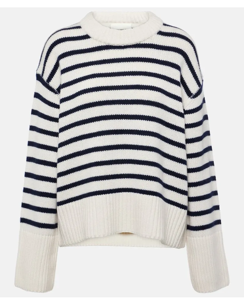 Lisa Yang Pullover Sony in cashmere a righe Bianco