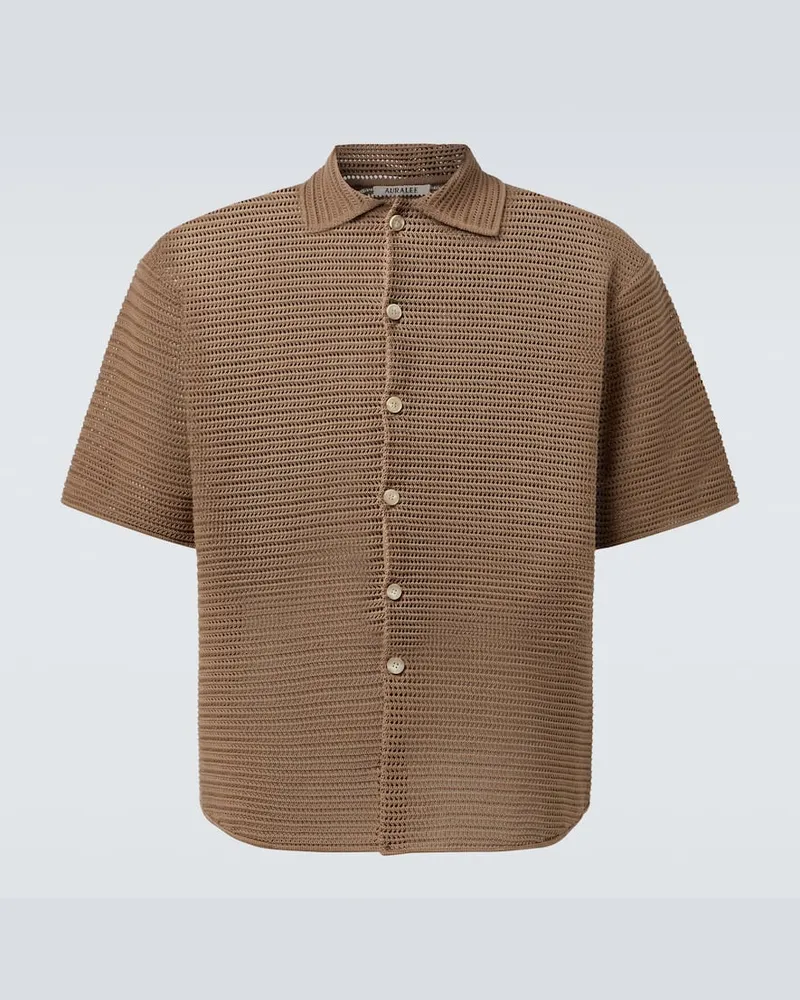 AURALEE Camicia in mesh di cotone Marrone