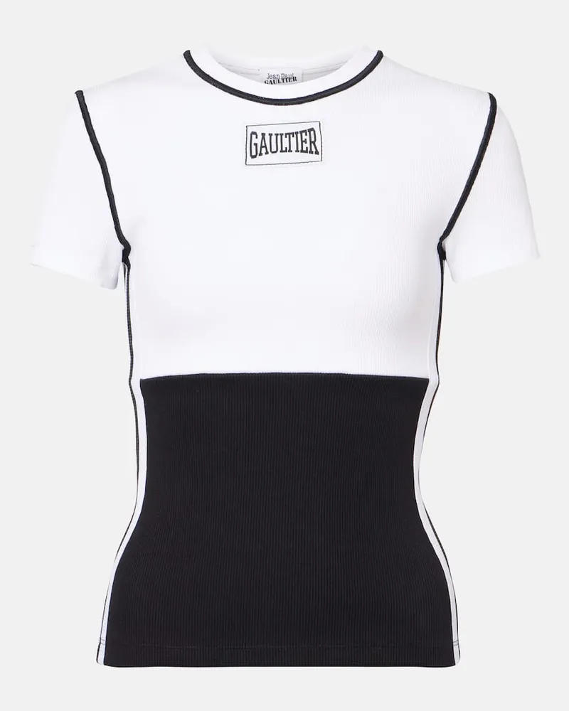 Jean Paul Gaultier T-shirt in jersey di misto cotone Bianco