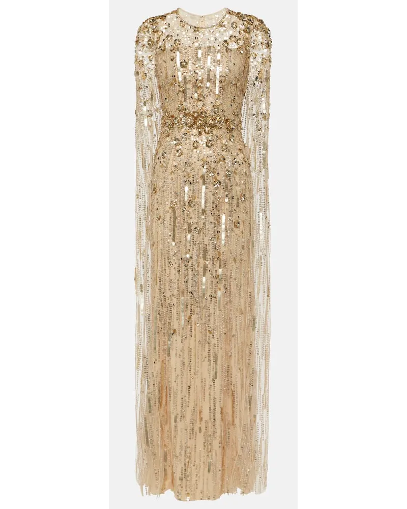 Jenny Packham Abito lungo Ruby con paillettes Oro