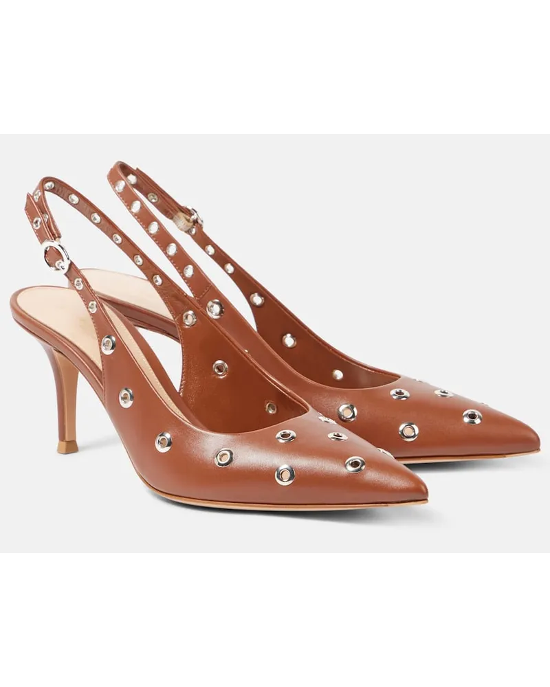 Gianvito Rossi Pumps slingback Lydia 70 in pelle Marrone