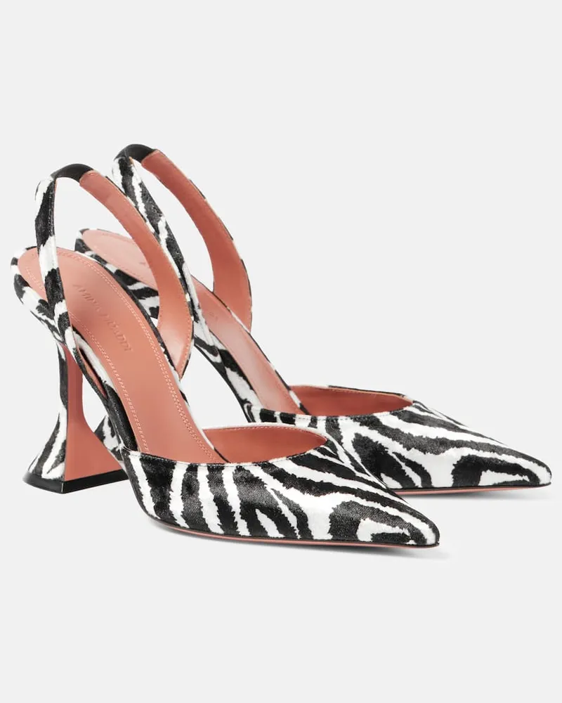 Amina Muaddi Pumps Holli in velluto con stampa Nero
