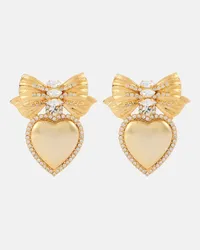 Alessandra Rich Orecchini a clip Heart con cristalli Oro