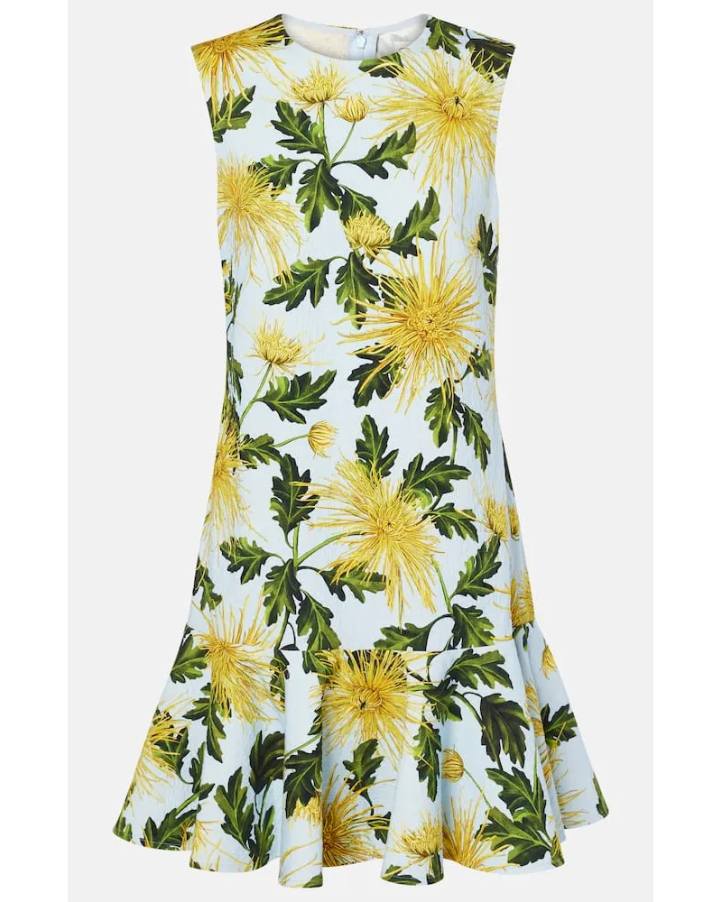 Oscar de la Renta Abito corto Chrysanthemum in misto cotone Bianco