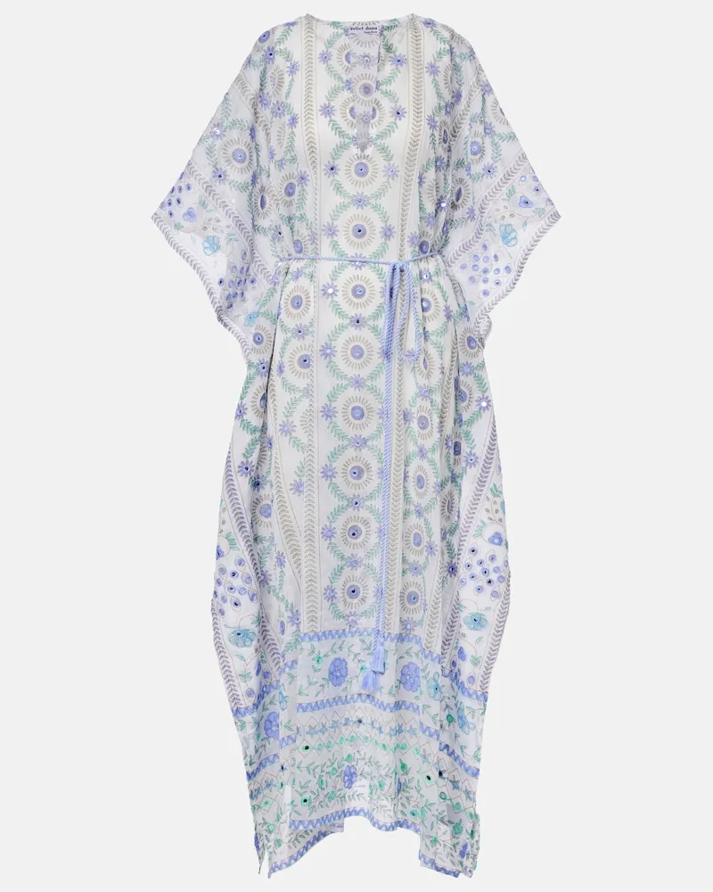 Juliet Dunn Caftano in cotone con stampa floreale Bianco