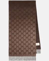 Gucci Sciarpa in jacquard di cashmere GG Beige