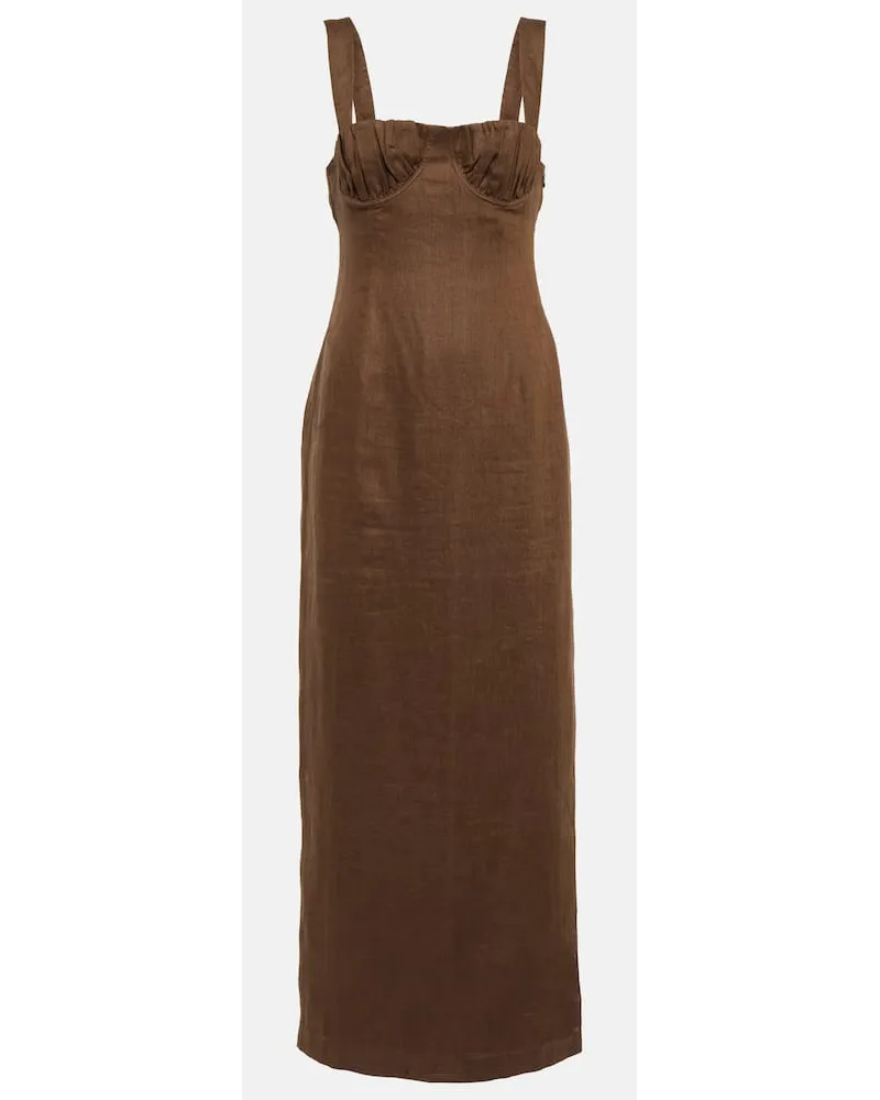 SIR Abito midi Bettina in lino Marrone