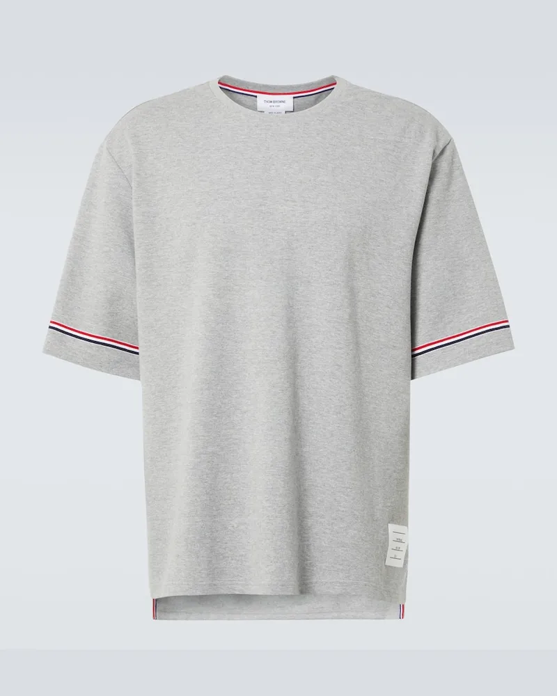 Thom Browne T-shirt 4-Bar in cotone Grigio