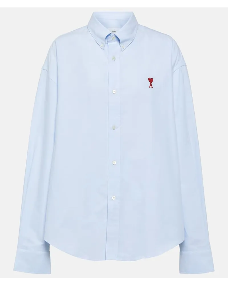 AMI Paris Camicia Ami De CÅur in popeline di cotone Blu