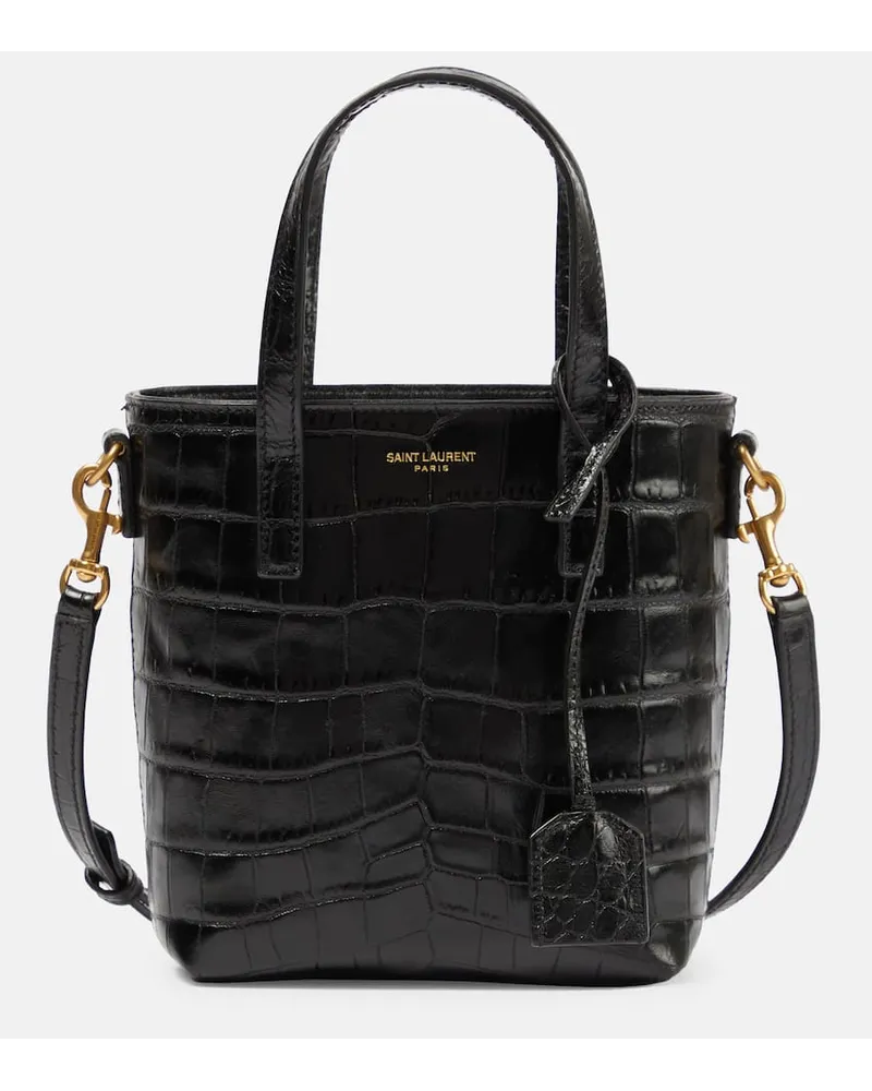 Saint Laurent Borsa Toy Shopping N/S in pelle stampata Nero