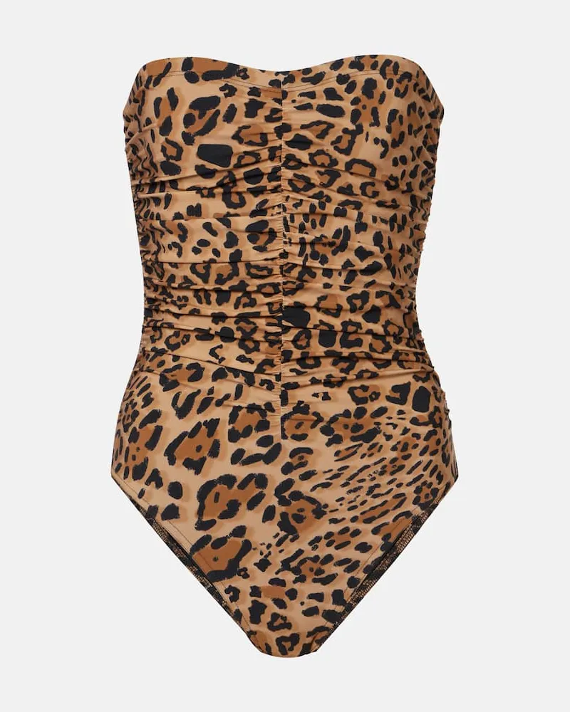 Karla Colletto Costume intero con cintura e stampa Marrone