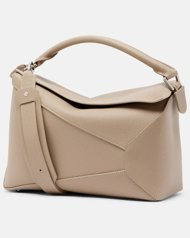Loewe Borsa a mano Puzzle Edge Medium in pelle Beige
