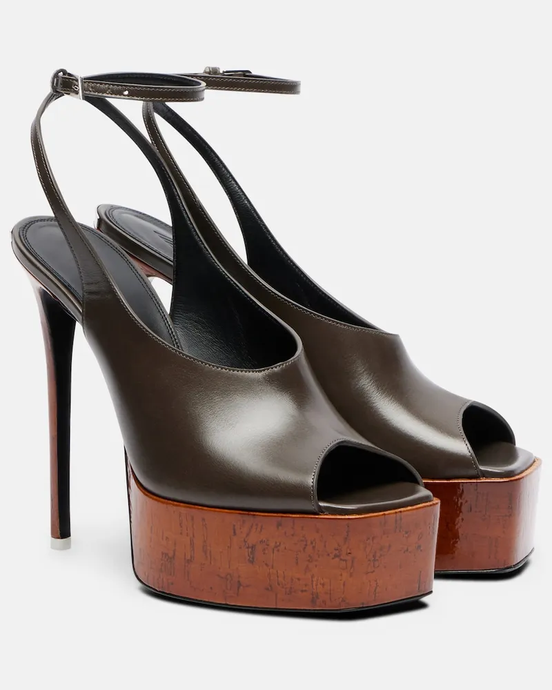 ATTICO Pumps slingback Ornella in pelle con plateau Marrone