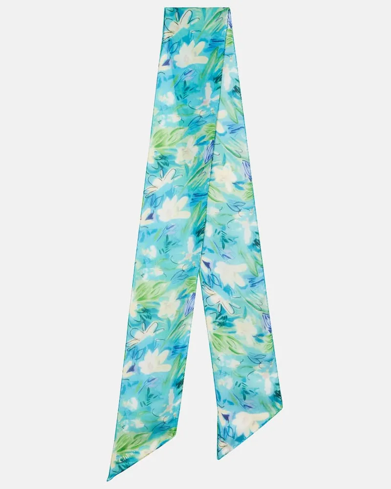 Chloé ChloÃ© Foulard ChloÃ© Wild Flowers in seta Blu