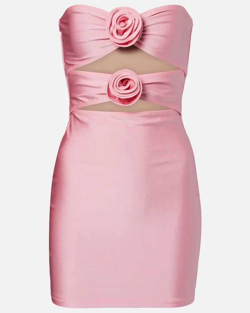 Adriana Degreas Abito corto cutout con applicazioni floreali Rosa