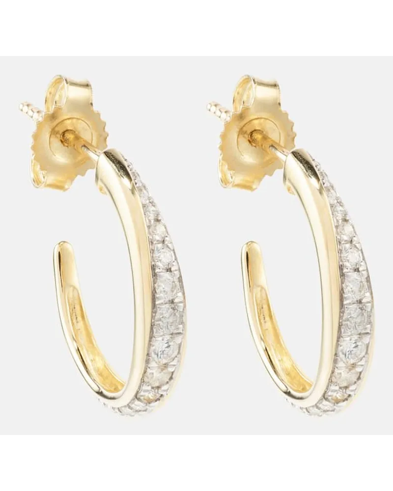 Stone & Strand Orecchini a cerchio Twist in oro giallo 10kt con diamanti Oro