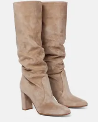 Gianvito Rossi Stivali Glen 85 in suede Beige