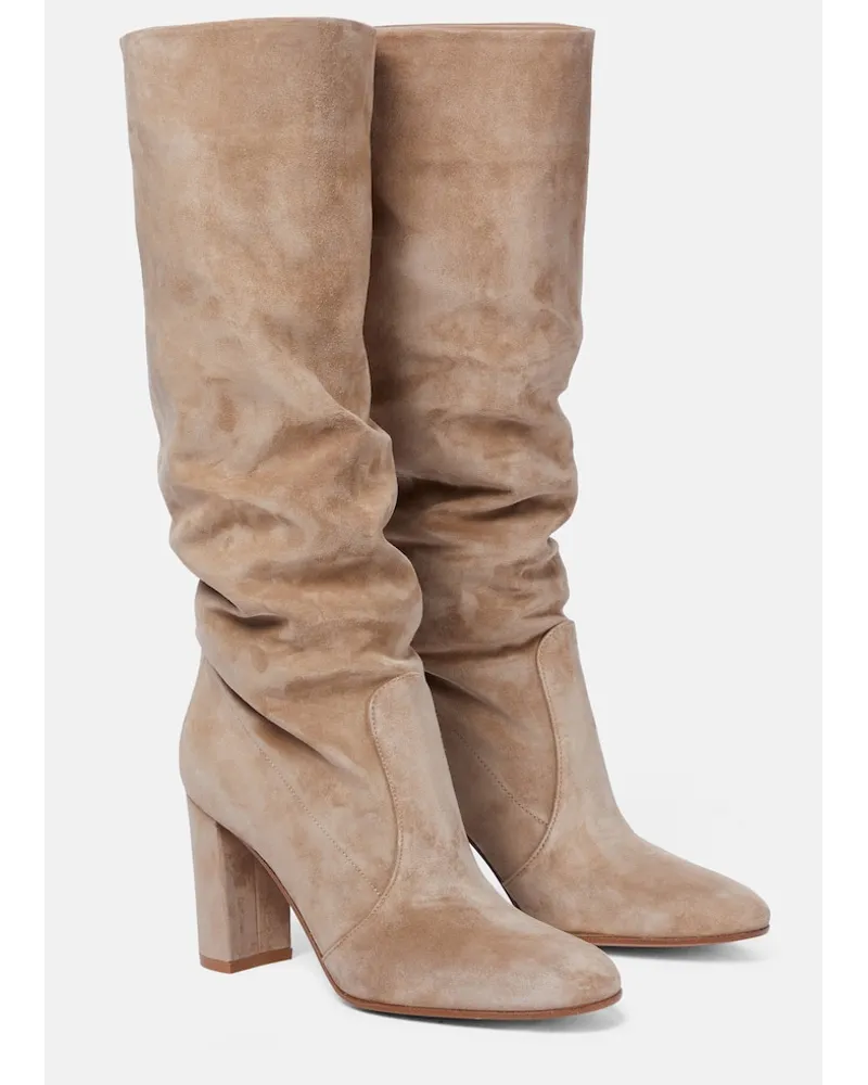 Gianvito Rossi Stivali Glen 85 in suede Beige