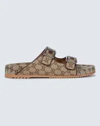 Gucci Sandali in canvas GG Supreme Marrone