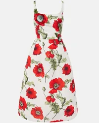 Oscar de la Renta Abito midi Poppy con ricamo Bianco