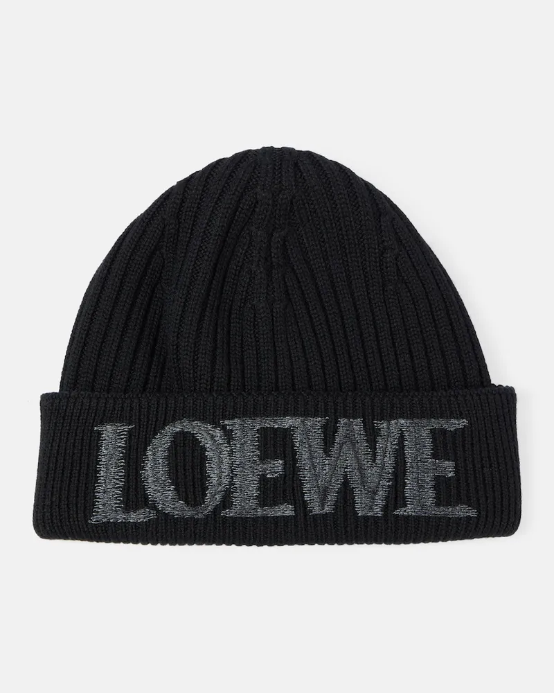 Loewe Berretto in lana con logo Nero