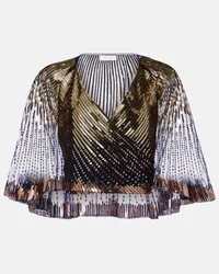 Paco Rabanne Top cropped con paillettes Blu