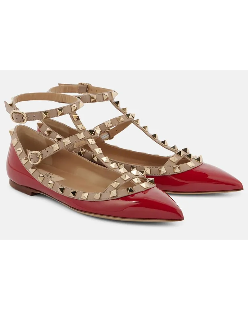 Valentino Garavani Ballerine Rockstud in vernice Rosso