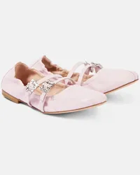 Roger Vivier Ballerine Mary Jane in pelle con cristalli Rosa