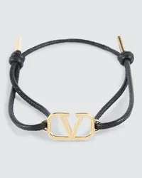 Valentino Garavani Bracciale in pelle con VLogo Nero