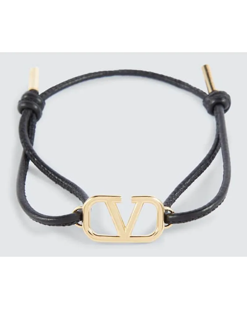 Valentino Garavani Bracciale in pelle con VLogo Nero