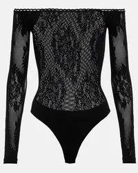 ATTICO Body in pizzo con scollo bardot Nero