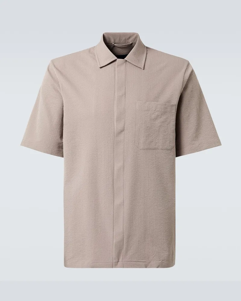 Herno Polo in seersucker a righe Marrone