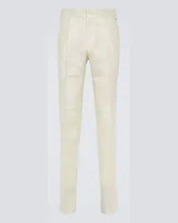 Thom Sweeney Pantaloni tapered in lana, seta e lino Bianco