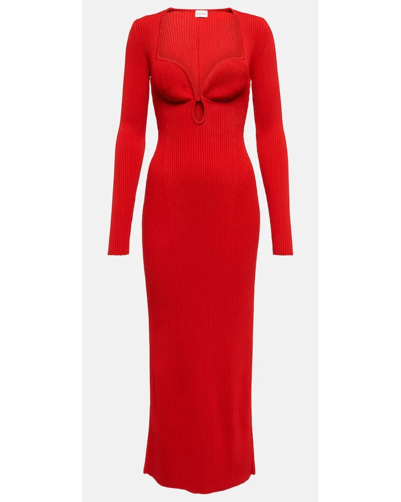 Magda Butrym Abito midi in maglia a coste con cut-out Rosso